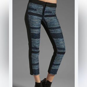 Derek Lam Black and Blue Patterned Pants